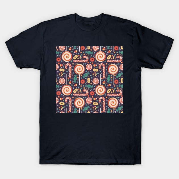 Various Candy Seamless Pattern T-Shirt by Simplulina